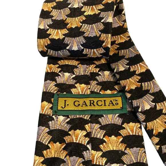 J. Garcia Jerry Garcia Geometric Abstract Print Silk Neck Tie - Picture 2 of 4